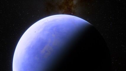 super-earth planet, realistic exoplanet, planet suitable for colonization, earth-like planet in far space, planets background 3d render
