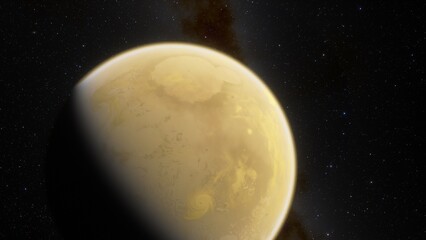 Obraz premium super-earth planet, realistic exoplanet, planet suitable for colonization, earth-like planet in far space, planets background 3d render 