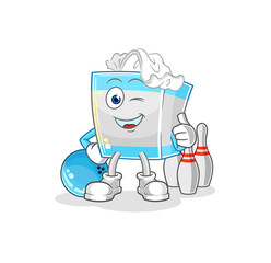 tissue box play bowling illustration. character vector