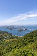 大島亀老山から見た来島海峡大橋（しまなみ海道）