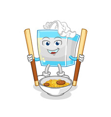 tissue box eat noodle cartoon. character mascot vector
