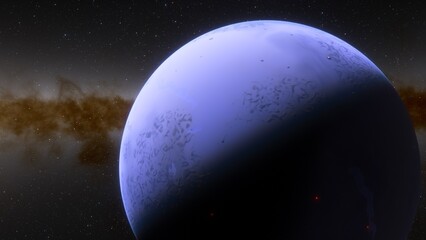 Naklejka premium super-earth planet, realistic exoplanet, planet suitable for colonization, earth-like planet in far space, planets background 3d render 