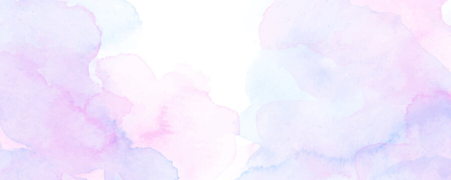 Watercolor vector art background for cards, flyer, poster, banner and cover design. Hand drawn illustration for your design. Place for text. Pink, blue and purple watercolour texture.	