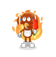 rugby head eat hot chilie mascot. cartoon vector