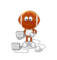 rugby head with laptop mascot. cartoon vector