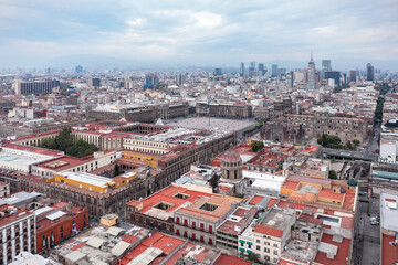 Fototapeta na wymiar drone view of Zócalo square