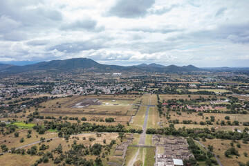 Teotihuacan Pyramids seen from a drone