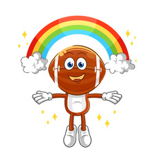 rugby head with a rainbow. cartoon vector