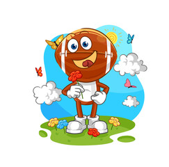rugby head pick flowers in spring. character vector