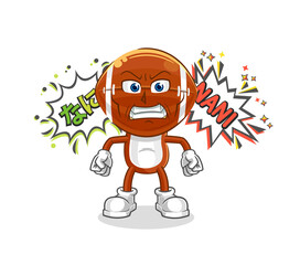 rugby head anime angry vector. cartoon character