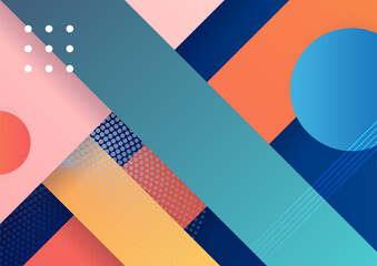 Colorful gradient geometric abstract shape background. Memphis background texture for poster cover design. Minimal color gradient banner template. Modern vector shape for banner, poster, social media