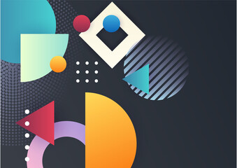 Colorful gradient geometric abstract shape background. Memphis background texture for poster cover design. Minimal color gradient banner template. Modern vector shape for banner, poster, social media