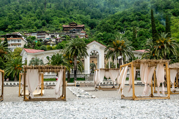 Beach and Colonnade is the main attraction of the city of Gagra.