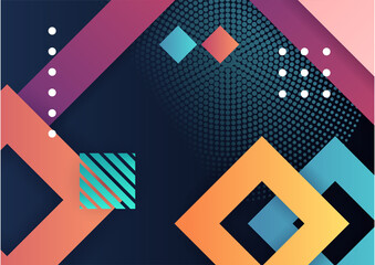 Fototapeta premium Colorful gradient geometric abstract shape background. Memphis background texture for poster cover design. Minimal color gradient banner template. Modern vector shape for banner, poster, social media