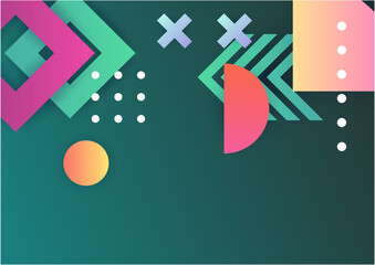 Colorful gradient memphis geometric pattern background texture for poster cover design. Minimal color abstract gradient banner template. Modern vector shape for business presentation and social media