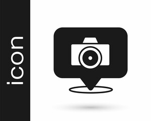 Black Photo camera icon isolated on white background. Foto camera. Digital photography. Vector