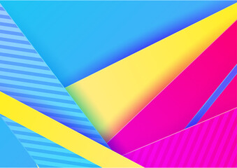 Colorful gradient memphis geometric pattern background texture for poster cover design. Minimal color abstract gradient banner template. Modern vector shape for business presentation and social media