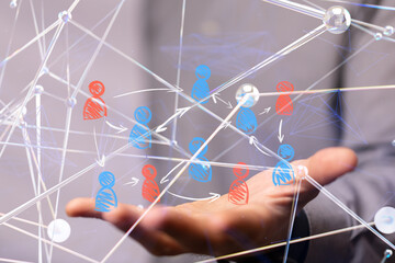 Global network. Blockchain. 3D illustration. Neural networks and artificial intelligence. Abstract