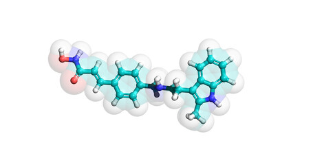 Panobinostat, anticancer drug, 3D molecule