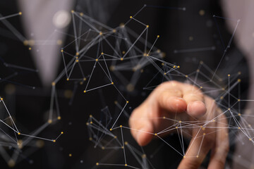 Digital technology background. Network connection dots and lines.