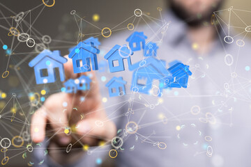 home choice Big data and artificial intelligence concept. Machine learning and cyber mind domination