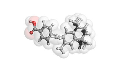 Bexarotene, anticancer drug, 3D molecule