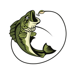 Bass fish logo design illustration
