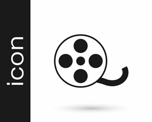 Black Film reel icon isolated on white background. Vector