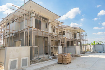 construction residential new house in progress at building site housing estate development