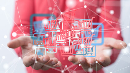 Shopping Cart Flat Design E-Commerce Icon