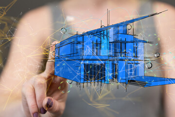 house. data Big data visualization background.Abstract technology