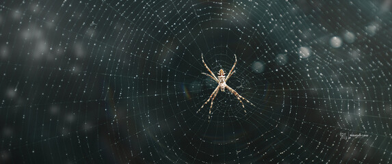 spider on the web - obrazy, fototapety, plakaty