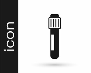 Black Test tube and flask chemical laboratory test icon isolated on white background. Laboratory glassware sign. Vector