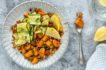 Smoky vegan grains with courgette and butter beans