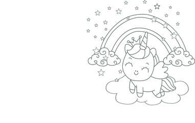 Unicorn Cute Coloring Page