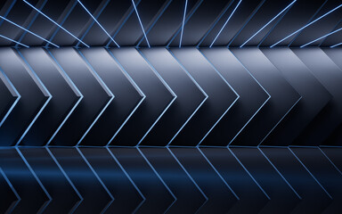 Dark room with glossy empty ground, 3d rendering. © Vink Fan