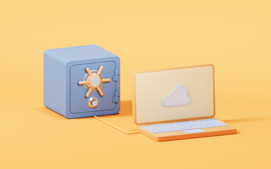 Cloud computing with safety box, 3d rendering.