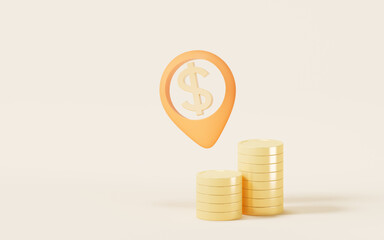 Money mark with cartoon style, 3d rendering.