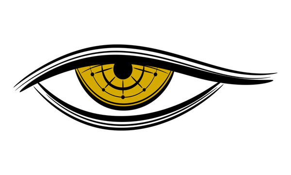 Golden eye of providence (All seeing eye) mystical boho flat vector design.