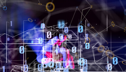 Global network. Blockchain. 3D illustration. Neural networks and artificial intelligence. Abstract