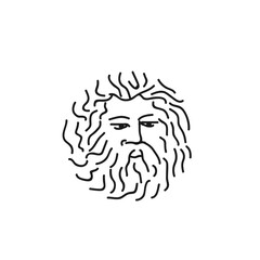 Logo design ,Illustration of a round beard old man's face,Greek god statue