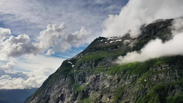 Mountain cloud top view landscape. Beautiful Nature Norway natural landscape