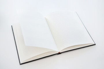 blank white open book on the table