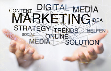 Neural network 3D illustration. Big data and cybersecurity