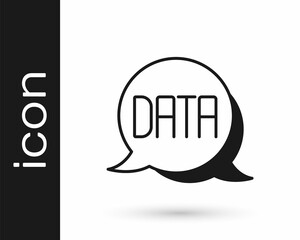 Black Data analysis icon isolated on white background. Business data analysis process, statistics. Charts and diagrams. Vector