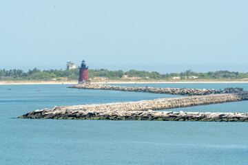 The East End Lighthouse sits at the end of the breakwater in Cape Henlopen State Park, Lewes,...