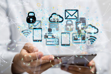 Cloud computing concept.Abstract cloud connection technology background.