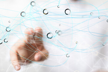 Global network. Blockchain. 3D illustration. Neural networks and artificial intelligence. Abstract