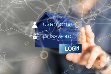 home data. Digital cyberspace with particles and Digital data network connections concept.