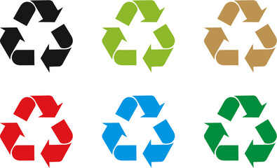 Recycle icons set in different colors vectors, Recycle  symbols business with environment care.